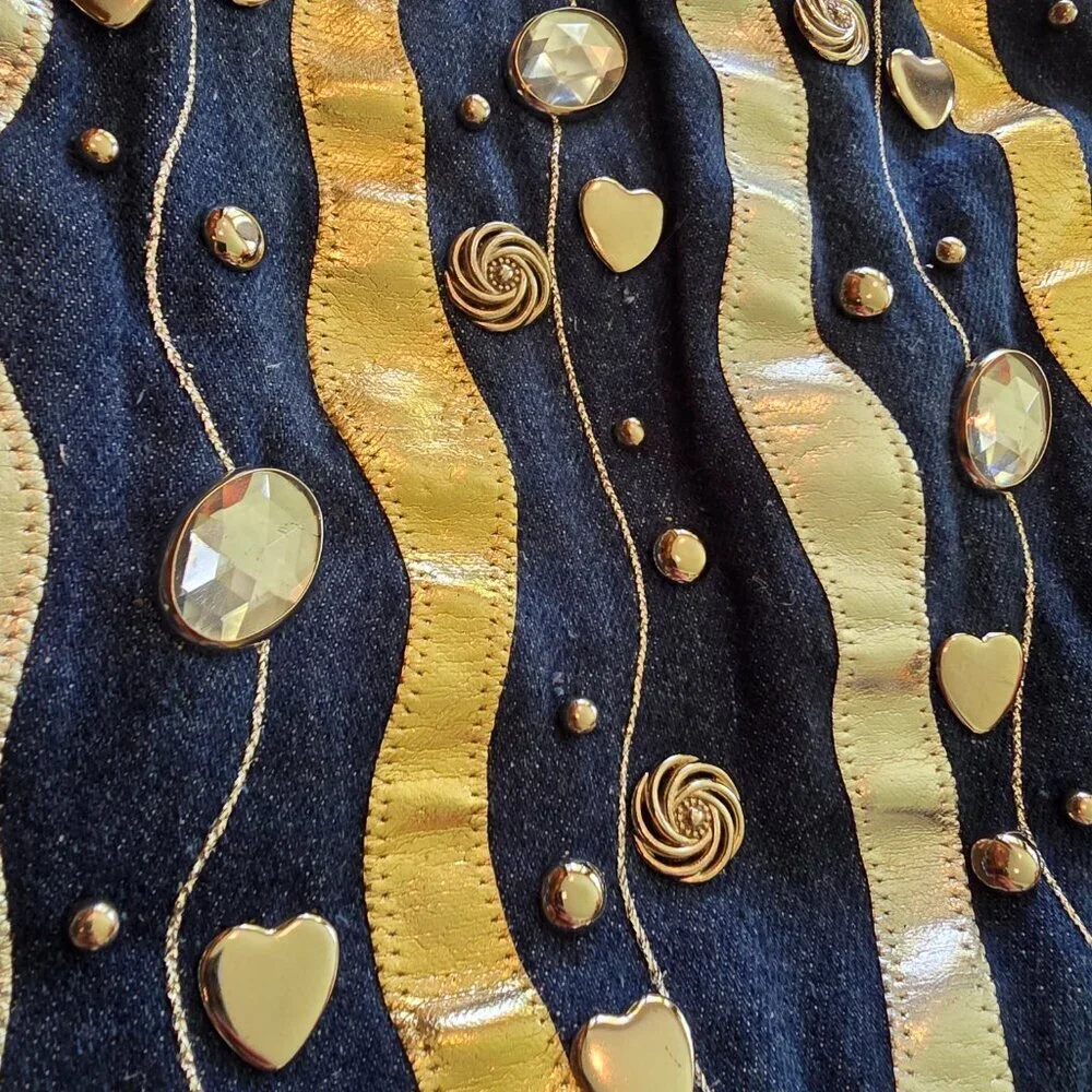 Y2K Denim & Metallic Bag with Mixed Metal Bling - Picture 11 of 14